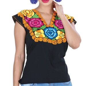 Floral Mexican Blouse Authentic Embroidered